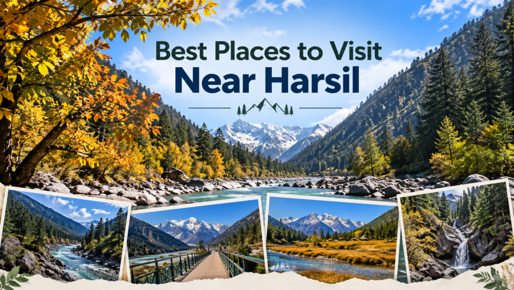 Best places to visit near Harsil, including Mukhba, Dharali, Bagori, Sattal and Gangotri, with travel tips, a 3-day itinerary and nearby attractions.